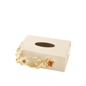 Meilleure vente Boîte à mouchoirs en métal de qualité supérieure avec accent floral attrayant Accessoires de salle de bain pour chambre à coucher - Product Image 2