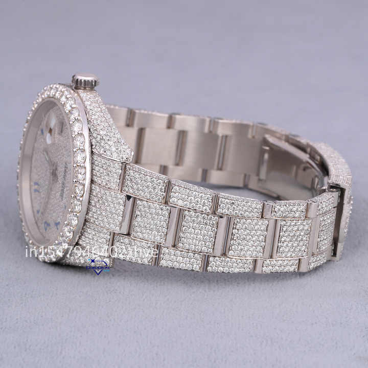 Elegant Fashionable Full Iced Stainless Steel Moissanite Diamond Watch Men Women High Quality Glass Dial Date New Accessories