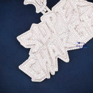 Colgante hecho a mano con letras personalizadas, colgante de plata 925, prueba de diamante VVS Moissanite, joyería de Hip Hop para hombres - Product Image 2