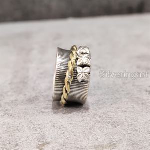 Anneau de méditation Spinner Band Bague de pouce pour femme en argent sterling 925 Fidget Bijoux faits à la main Anxiété de Noël Bague Spinner pour homme - Product Image 5