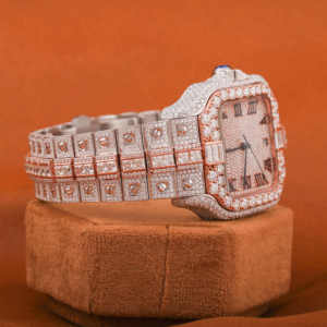 Montre numérique à cadran carré sertie de moissanite de différentes formes, double tonalité de couleur, style hip-hop, rappeur, luxe, antique, mode, ETA - Product Image 4