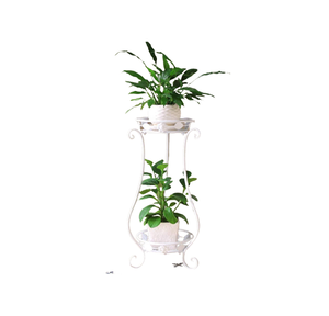 Jardinière élégante en métal galvanisé avec support Pot de fleur pour balcon salon décor à la maison jardinière blanche - Product Image 2