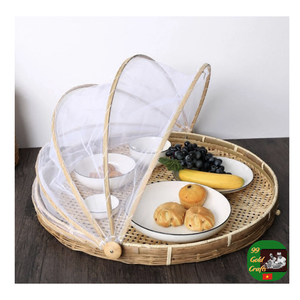 Cubierta de cesta ecológica de bambú, bandeja de bambú natural hecha a mano, cubierta de cúpula de bambú tejida para frutas - Product Image 2