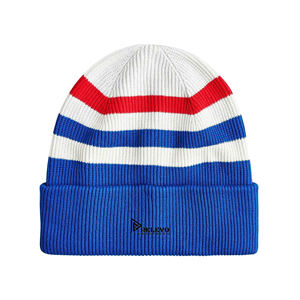 Casquette à revers personnalisée avec logo brodé en 3D, bicolore, 100% acrylique, haute qualité, maintient au chaud, prix bas, vente en gros - Product Image 3