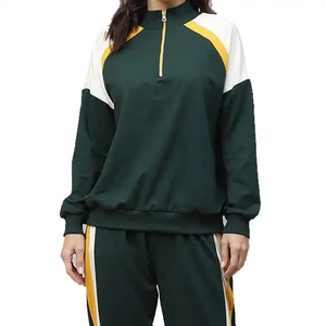 Ensemble de survêtement pour femmes en polyester respirant avec fermeture éclair, ensemble de survêtement décontracté grande taille, vêtements de sport, personnalisation du logo et de la couleur - Product Image 4