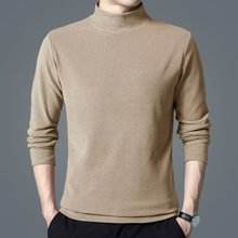 Sudadera de terciopelo de manga larga para hombre con diseño de logotipo personalizado OEM, camiseta de doble cara con Cuello medio alto y lijado que combina con todo - Product Image 5