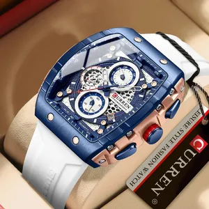 CURREN 8442顶级品牌男士手表豪华方形石英手表防水发光计时手表男士日期表