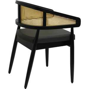 Sedie da Pranzo in Rattan Stile Mid-Century con Seduta Imbottita in Pelle PU, Opzioni in Legno Chiaro o Scuro - Product Image 6
