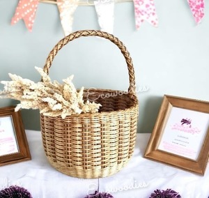 Cesta de vacaciones tejida de gran oferta, cesta de regalo de bambú, cesta de flores y regalo de Navidad con asa, cesta decorativa de flores - Product Image 1