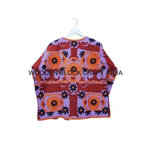 Veste d'hiver en coton 100% tricoté à la main pour filles, style bohème, motif floral, boutonnée, matelassée, Suzani, multicolore, vente en gros - Product Image 6