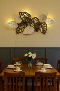 Handcrafted Metal Leaf Wall Art with LED Backlight | Modern Decorative <b>Iron</b> Wall Panel for Bedroom & Living Room Decor - Product Image 3