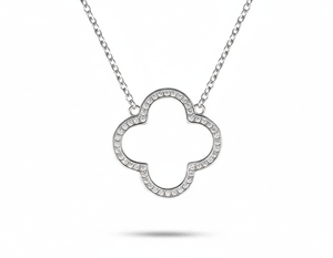 Collar con Colgante para Mujer en Plata de Ley 925 Maciza con Sello 925 y Engaste de Garra con Circonita Blanca - Product Image 2