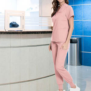 Top Selling Spandex Medical Scrubs Set, V-Neck Breathable Summer Soft <b>Fabric</b> , Relaxed Fit Hospital Scrubs for Women - Product Image 4