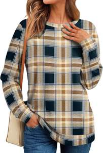 Sweatshirts à col rond pour femmes, tendance, unis, à manches longues, avec poches, 100% coton, badge - Product Image 4