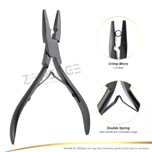 Zonedge meilleur outil d'extension de cheveux en acier inoxydable de haute qualité Micro anneau perles conseils Extension de cheveux poignée pince cheveux de qualité - Product Image 5