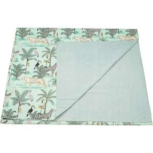 Gudari Queen Cotton Kantha Quilt Couvre-lit réversible avec imprimé Jungle brodé Style bohème indien Hotel Throw Blanket - Product Image 1