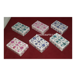 Produit indien fabriqué en Inde et meilleure vente boîte en marbre incroyable boîte en marbre incrusté de nacre motifs colorés avec grossiste - Product Image 1