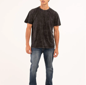 T-shirt pour hommes de haute qualité délavé à l'acide T-shirt coupe ample pas cher en gros T-shirt de lavage de vêtements Logo d'impression personnalisé - Product Image 4