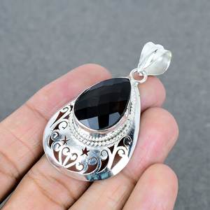 จี้ทองเหลืองชุบเงินบริสุทธิ์925ขายดีที่สุดจี้อัญมณีสีดำนิลจี้มินิมอลเครื่องประดับชั้นดีที่ละเอียดอ่อน - Product Image 3