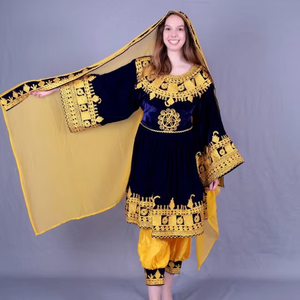 Bohemian Style Afghan Kutchi Tribal Vintage Dress Set Custom Made Hand Embroidered Couple <b>Outfit</b> with Men Waistcoat & Women <b>Dres</b> - Product Image 6