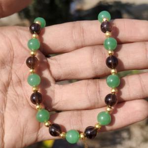 Collier statement en argent sterling avec aventurine verte naturelle et quartz fumé, perles de 8 mm, bijoux de forêt terreux, pour la mise en connexion avec la Terre et les mariages - Product Image 2