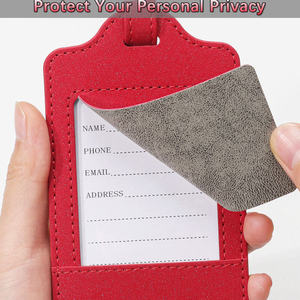 Étiquettes de bagage à carreaux en cuir à prix d'usine étiquettes de valise de sac en PU avec étiquettes de motif de lettre de voyage à sangle à boucle - Product Image 5