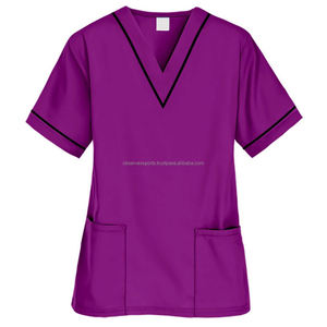Scrubs Top Apparel para mujer 3 bolsillos con cuello en V Quirúrgico Scrubs Tops manga corta estiramiento médico y uniforme de enfermería Top para damas - Product Image 6