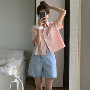 เสื้อครอปแบบเกาหลีเสื้อครอปแบบเรียบง่ายสำหรับแขกผู้มาเยี่ยม - Product Image 6