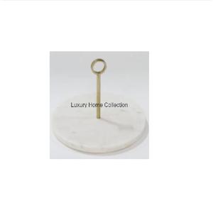 Plateau en marbre noir avec poignée en métal et cadre Forme ronde Table de table Aspect luxueux Centre de table de qualité supérieure à bas prix - Product Image 2