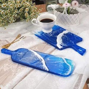 Bloque de cortar de moda, utensilios de cocina de resina epoxi personalizados, tabla de quesos moderna y plato de Pizza de queso, almohadilla de charcutería con logotipo personalizado - Product Image 4