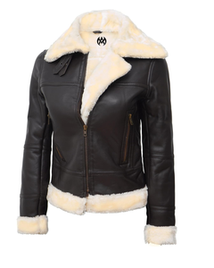 Lujosa chaqueta de cuero para mujer, chaqueta bomber recortada de piel de cordero con cremallera frontal con exquisita chaqueta de cuero de oveja - Product Image 1