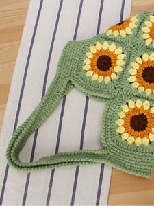 Sac fourre-tout mignon en coton crocheté fait main 2025, style décontracté, avec doublure, fermeture ouverte et deux poignées - Product Image 2