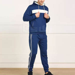 Survêtement 2 pièces pour hommes Costume décontracté pour hommes Vêtements de sport à rayures Haut à capuche pour hommes Pantalon de sport en plein air Survêtement - Product Image 2