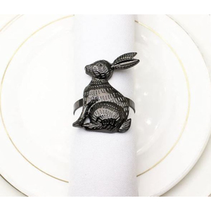 แหวนผ้าเช็ดปากดีไซน์กระต่ายสีดำแบบทันสมัยใหม่ที่ใส่กระดาษเช็ดปากทำจากโลหะคุณภาพสูงสำหรับซัพพลายเออร์คอลเลกชันของ Royal Home - Product Image 1