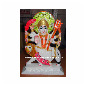 Statue de Durga Maa en marbre blanc utilisée pour la décoration de la maison - Product Image 1