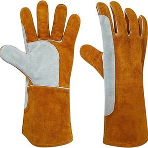 Guantes de trabajo de soldadura a prueba de fuego de seguridad industrial Guantes de trabajo de soldadura de cuero dividido con puño largo - Product Image 1