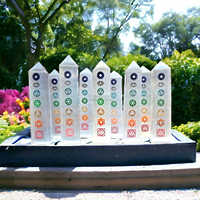 Nouvelle Tour de Chakras en Sélénite Naturelle de Qualité Supérieure 2025, Gravée Symbole Chakra Reiki, Style Amour en Agate, Baguette de Guérison Portable