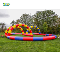 Piste de course de voitures tamponneuses gonflables pour enfants et adultes, 10/13/15 pieds, jeu sportif, course aérienne, piste de karting gonflable, extérieur