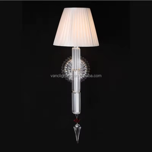 Appliques murales Baccarat en cristal transparent et acier inoxydable avec abat-jour en tissu pour la décoration des couloirs et des allées, lampes murales pour la maison - Product Image 4