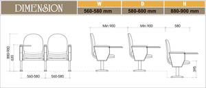 Chaises d'auditorium peu encombrantes pour salles polyvalentes, centres culturels et bâtiments publics - Product Image 6