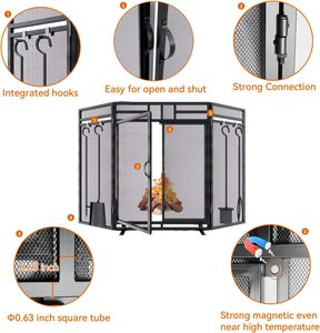 Winters Season Top Trending Unique Large Flat Guard avec Tool Set Fireplace Metal Screen For Living Room Decoration - Product Image 5