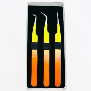 Pinzas de pestañas de dos tonos de Color personalizado, agarre de diamante de acero inoxidable sólido profesional de etiqueta privada, pestañas probadas a mano - Product Image 3