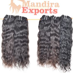 100% brut naturel Machine Double trame vierge noir ondulé 8-32 pouces cuticule aligné temple indien Extensions de cheveux humains - Product Image 3
