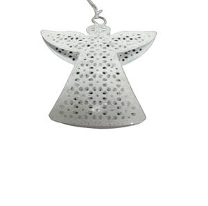 Hanging Decorative Standard Size Metal Iron <b>Angel</b> Hanging <b>Ornament</b> Silver W/Gliter Powder Coated Finished Customized - Product Image 3