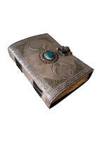 Soleil lune Vintage cuir Journal pierre Antique fait à la main Deckle bord papier jaune charbon de bois en relief carnet de croquis livre de Charmed