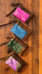 Nueva bolsa de cuero de piel metálica hecha a mano Real, muñequeras pequeñas, Real carteras de cuero, embragues con borlas de cuero, carteras elegantes para mujer - Product Image 2