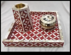 หัตถกรรมคุณภาพสูงแม่ของไข่มุกฝังกล่องเครื่องเขียนธูปชุด bukhoor อาหรับ Mop mubkhar ramadan ของขวัญ - Product Image 5