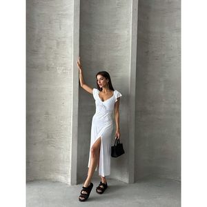 Robe en viscose blanche unie Topshow - BLANCHE - Product Image 2