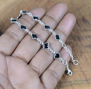 Pulsera de tenis de plata de ley 925 con ónix negro, hecha a mano, moderna, regalo de boda para mujer - Product Image 3