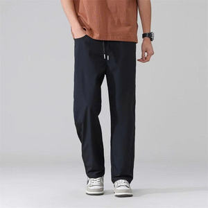 [New Arrival] Unisex Baggy Kaki Pants with Elastic Waistband, Straight Leg, and Straight Leg - Product Image 4